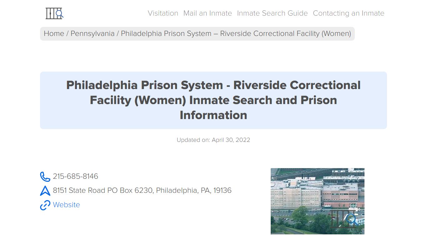 Philadelphia Prison System - Riverside Correctional ...